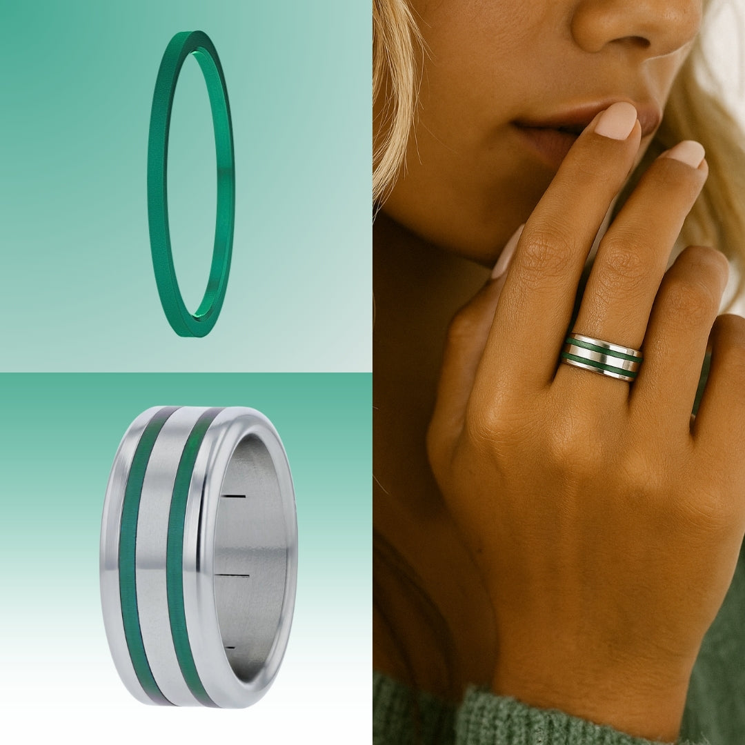 1 mini addon in emerald aluminium, for interchangeable mood ring