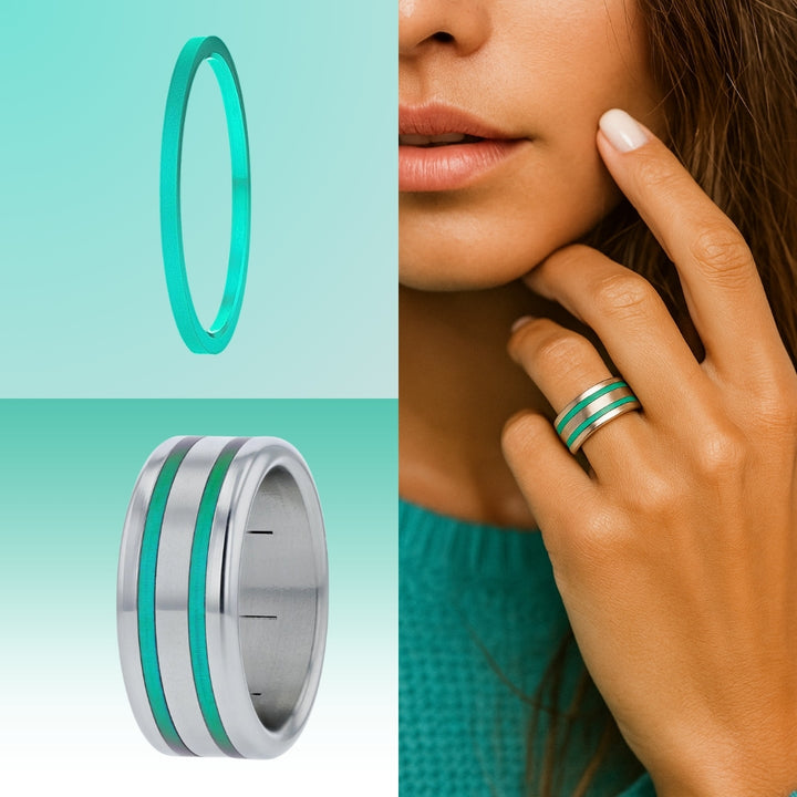 1 mini addon in turquoise aluminium, for interchangeable mood ring
