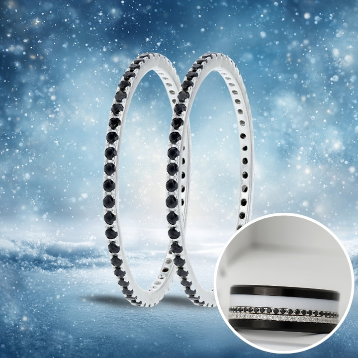 Innenring (Mini Addon) "Mini Aura Obscura" aus 925er Silber mit schwarzen Zirkonia Steine besetzt für den auswechselbaren mood Ring