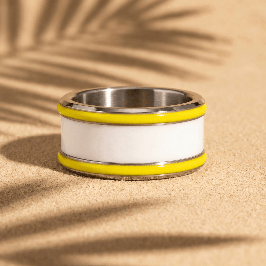 Base large "Neon Lime" en acier carrée pour bague mood interchangeable