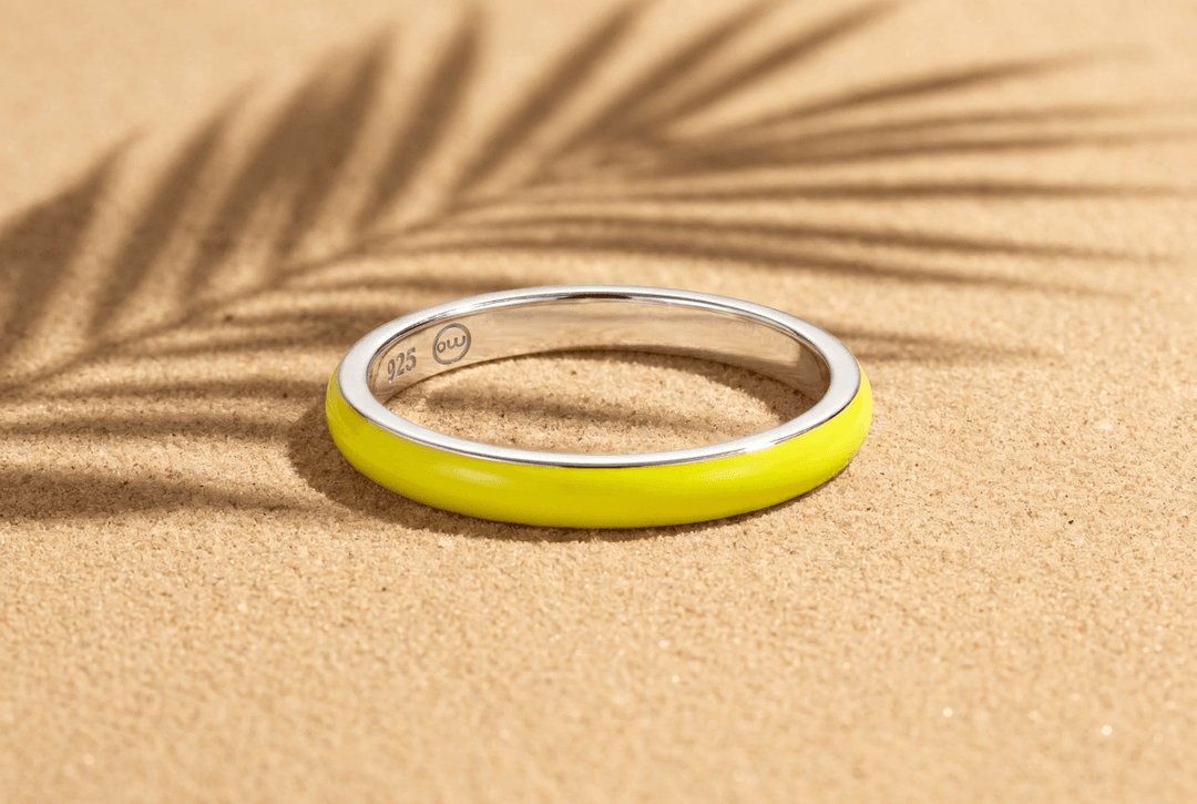 Anneau (medium) "Neon Lime" en argent pour bague mood interchangeable