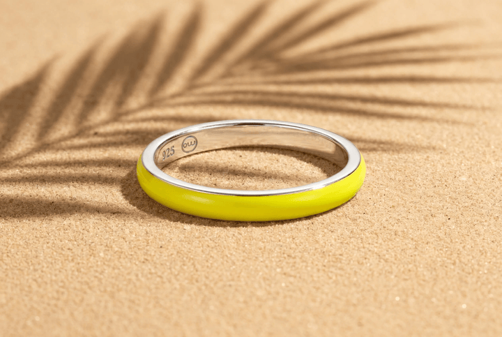 Anneau (medium) "Neon Lime" en argent pour bague mood interchangeable