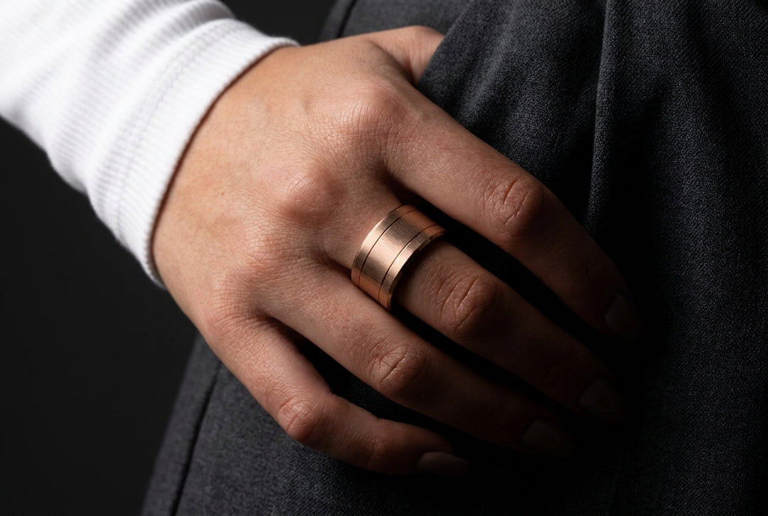 Inner ring (addon) in grey wrinkled steel for interchangeable mood ring