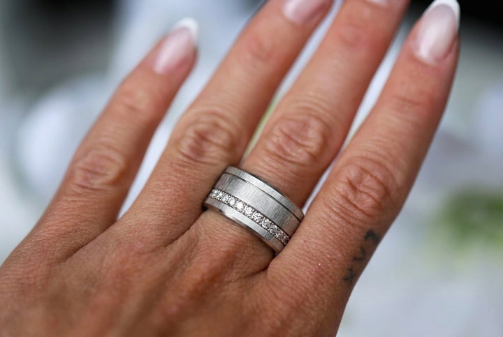 🩶 Anneau (deux tiers) en acier froissé pour bague mood interchangeable