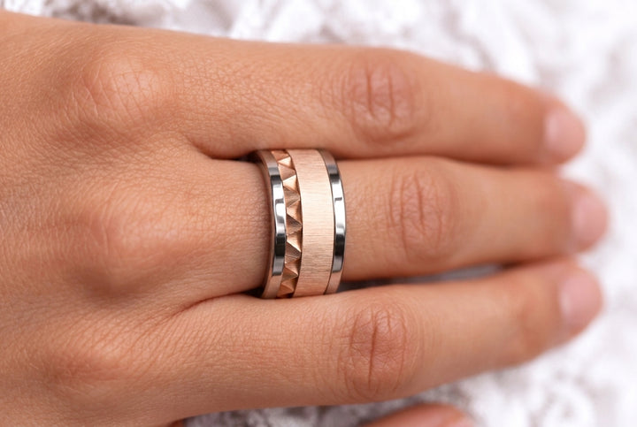 🩶 Anneau (deux tiers) en acier froissé pour bague mood interchangeable