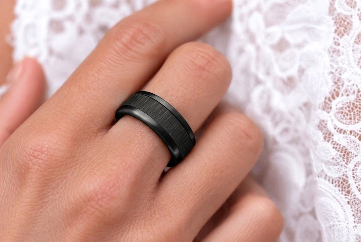 🩶 Anneau (deux tiers) en acier froissé pour bague mood interchangeable