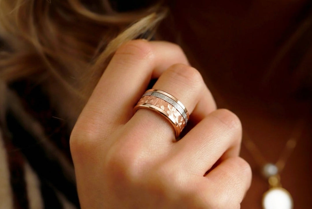 🩶 Anneau (deux tiers) en acier paillettes pour bague mood interchangeable