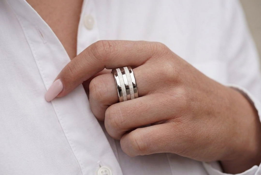 Anneau (medium) en argent 925 « Froissé » pour bague mood interchangeable