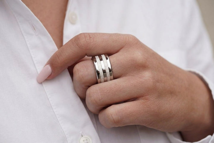 Anneau (medium) en argent 925 « Froissé » pour bague mood interchangeable