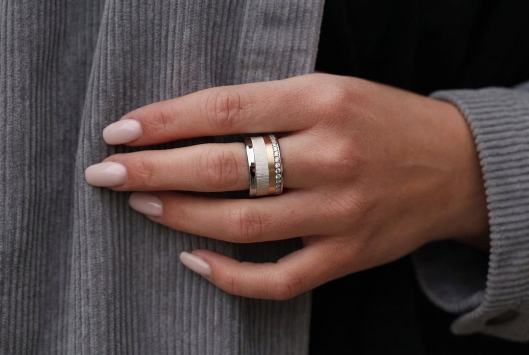 Anneau (deux tiers) en argent 925 « Froissé » pour bague mood interchangeable