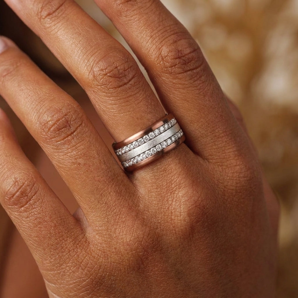 Anneau (medium) en argent 925 « Piqueté » pour bague mood interchangeable