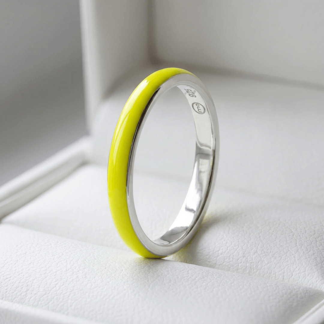 Anneau (medium) "Neon Lime" en argent pour bague mood interchangeable