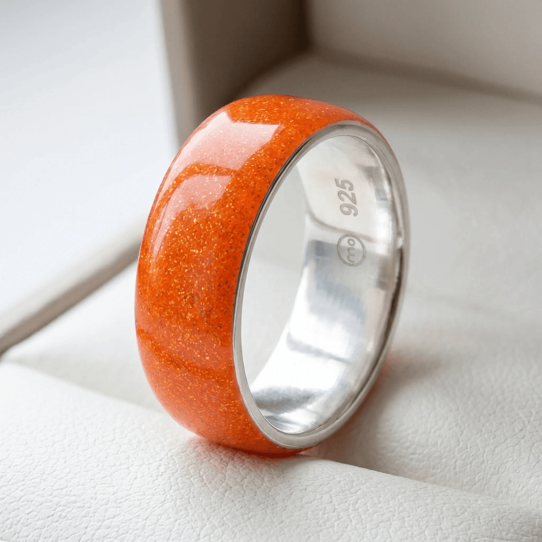 Anneau (addon) "Hot Coral" en argent pour bague mood interchangeable