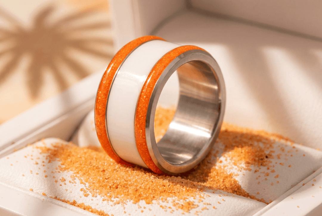 Base large "Hot Coral" en acier carrée pour bague mood interchangeable