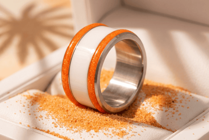 Base large "Hot Coral" en acier carrée pour bague mood interchangeable