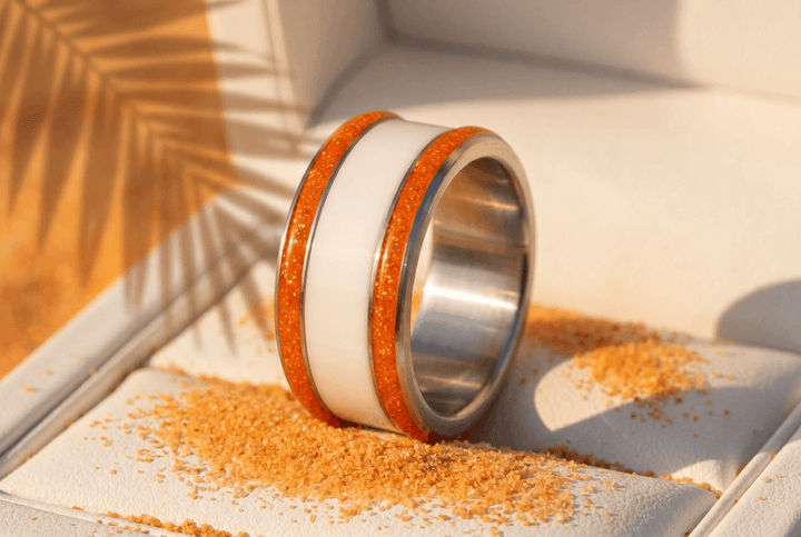 Base small "Hot Coral" en acier carrée pour bague mood interchangeable