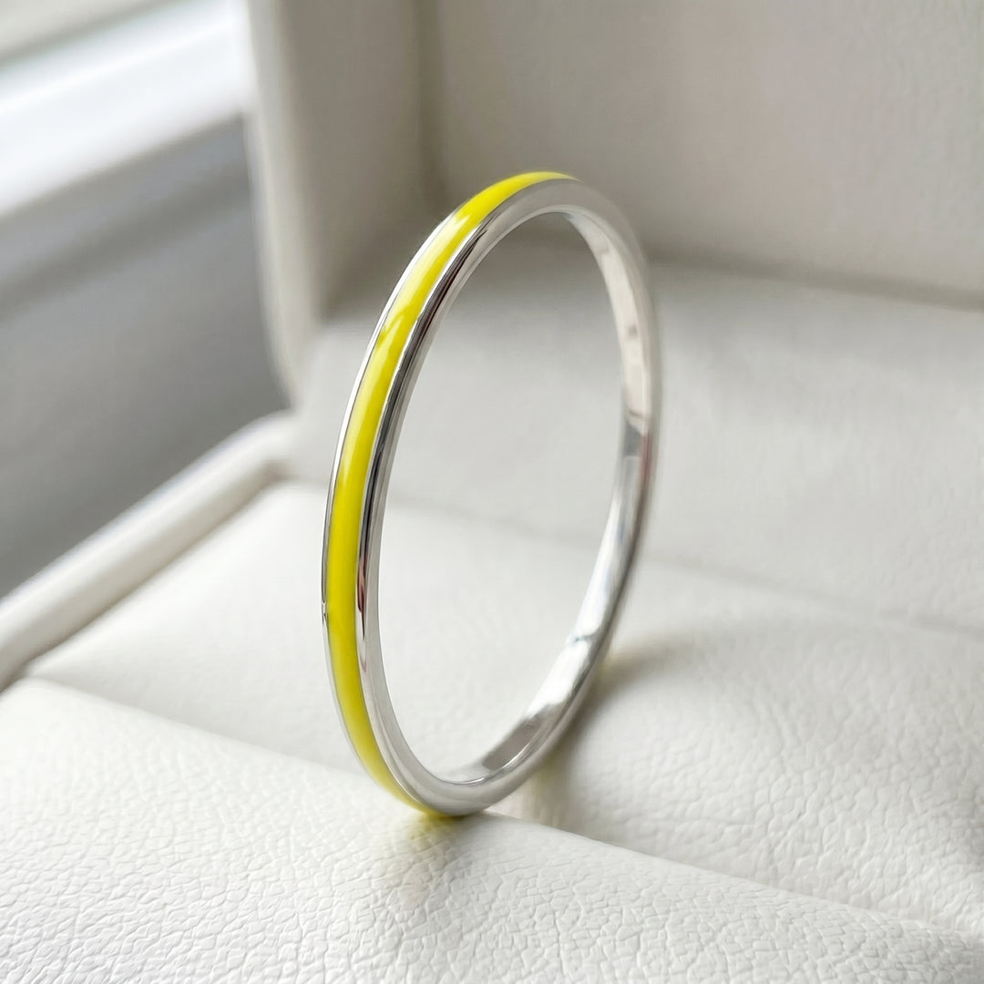 Anneau (2 minis) "Neon Lime" en argent pour bague mood interchangeable