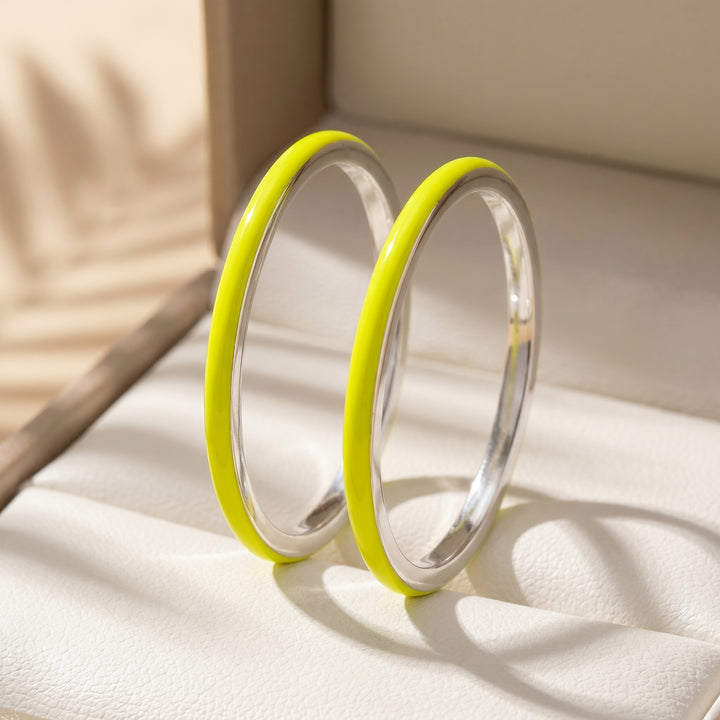 Anneau (2 minis) "Neon Lime" en argent pour bague mood interchangeable