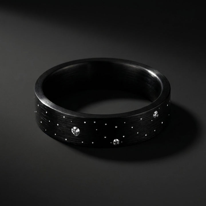 ✨ Anneau « Sirius » en aluminium noir serti de diamants pour bague mood interchangeable