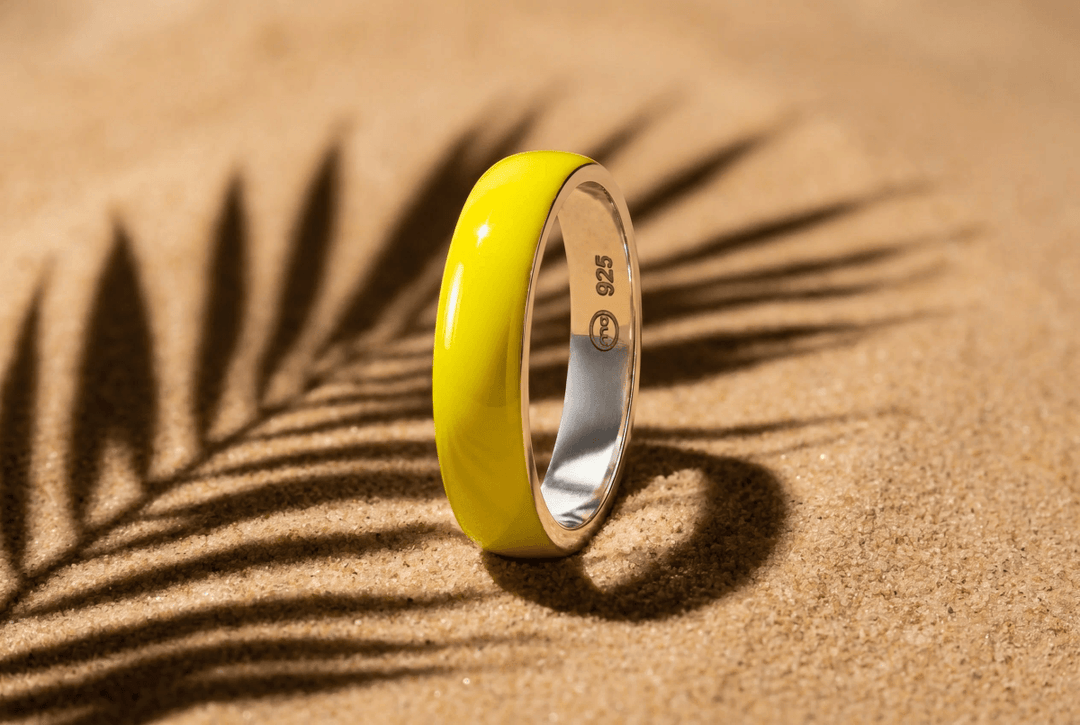 Anneau (deux tiers) "Neon Lime" en argent pour bague mood interchangeable