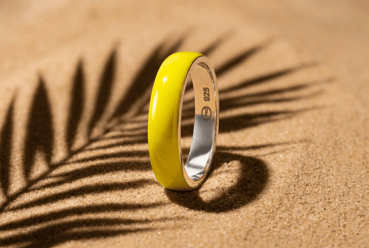 Anneau (deux tiers) "Neon Lime" en argent pour bague mood interchangeable