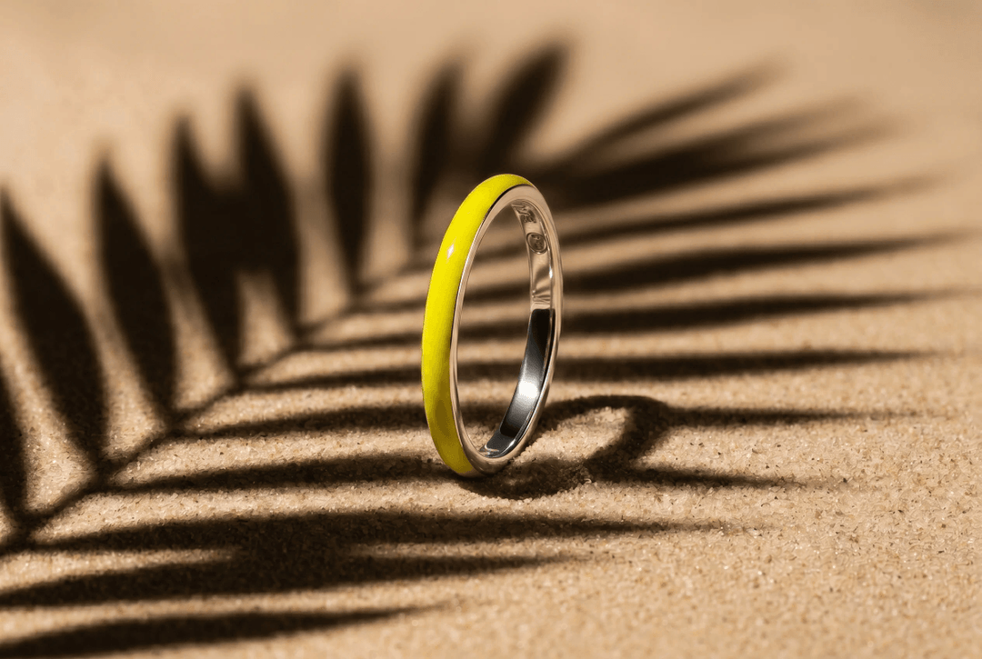 Anneau (medium) "Neon Lime" en argent pour bague mood interchangeable