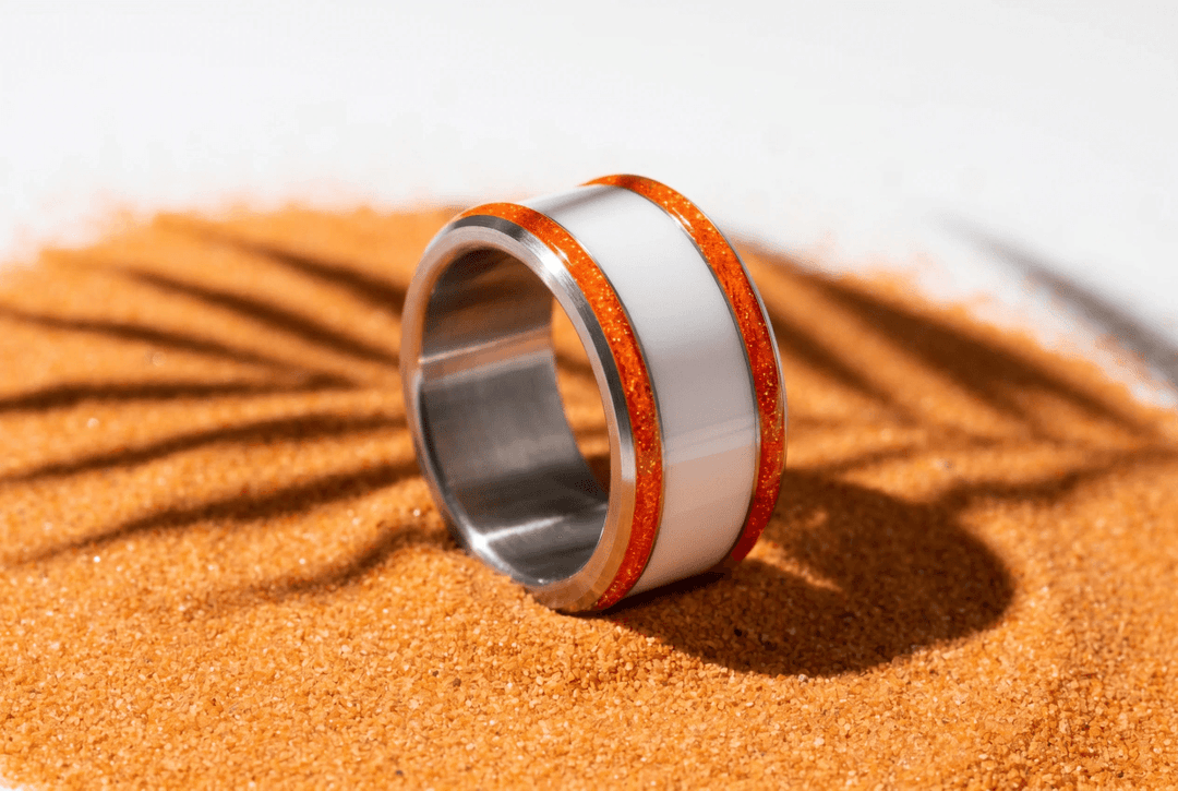 Base small "Hot Coral" en acier carrée pour bague mood interchangeable