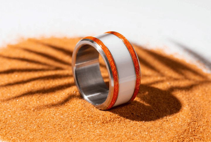 Base small "Hot Coral" en acier carrée pour bague mood interchangeable