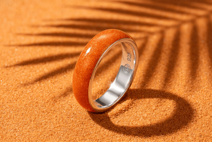 Anneau (deux tiers) "Hot Coral" en argent pour bague mood interchangeable