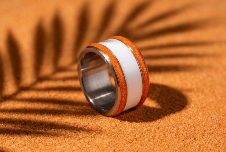 Base large "Hot Coral" en acier carrée pour bague mood interchangeable