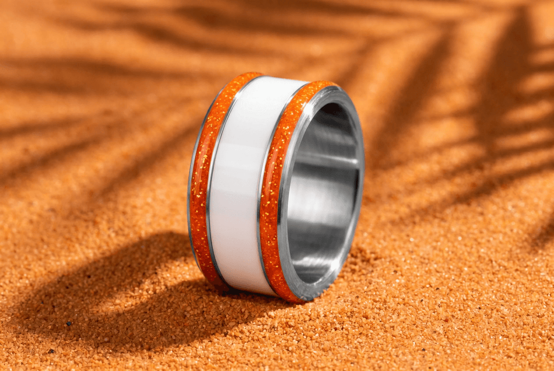 Base small "Hot Coral" en acier carrée pour bague mood interchangeable