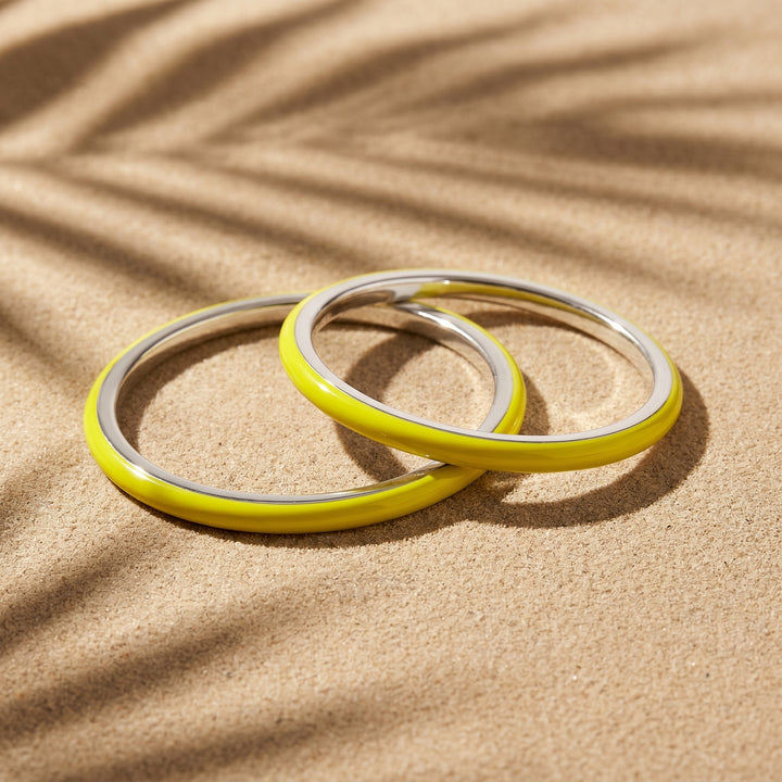 Anneau (2 minis) "Neon Lime" en argent pour bague mood interchangeable
