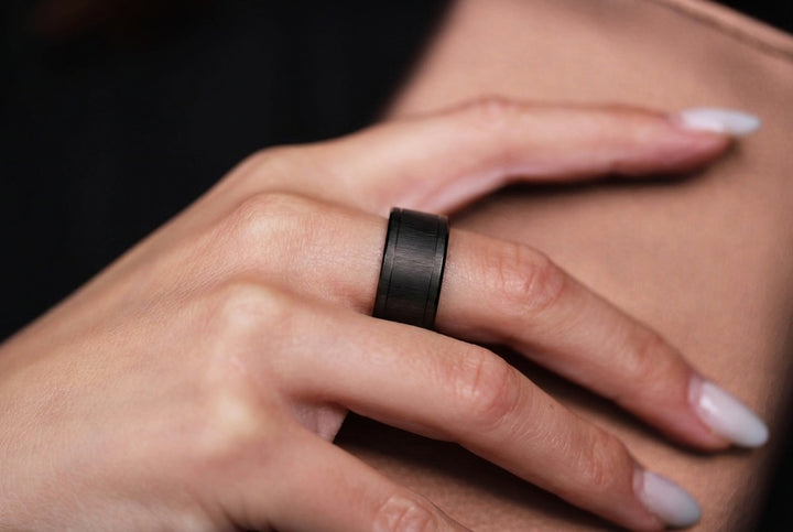 Inner ring (addon) in grey wrinkled steel for interchangeable mood ring