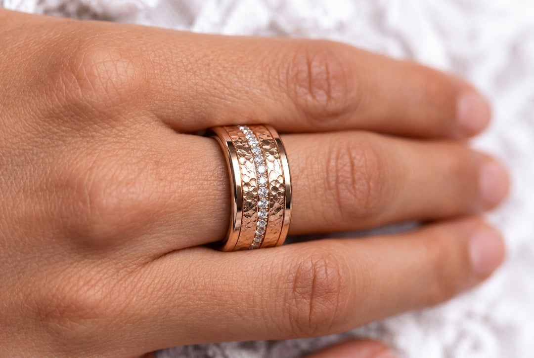 🩶 Anneau (medium) en acier Rock pour bague mood interchangeable