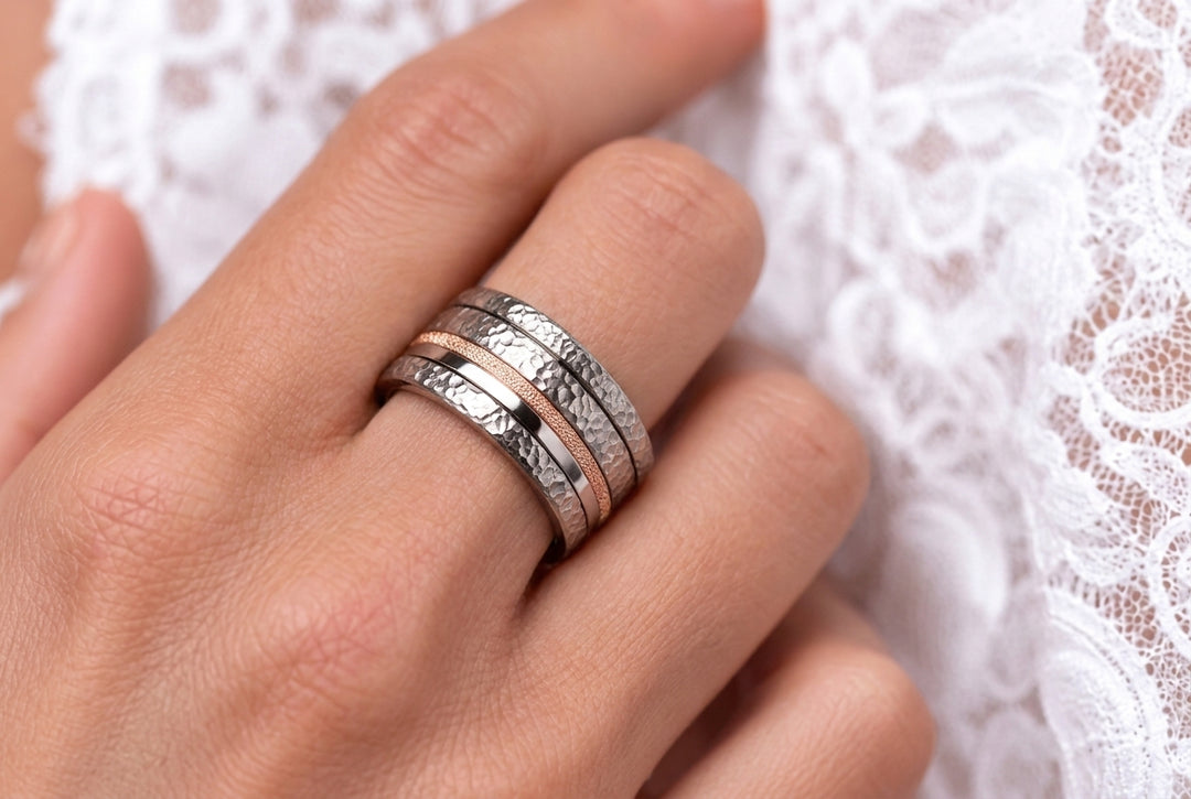 🩶 Anneau (medium) en acier Rock pour bague mood interchangeable