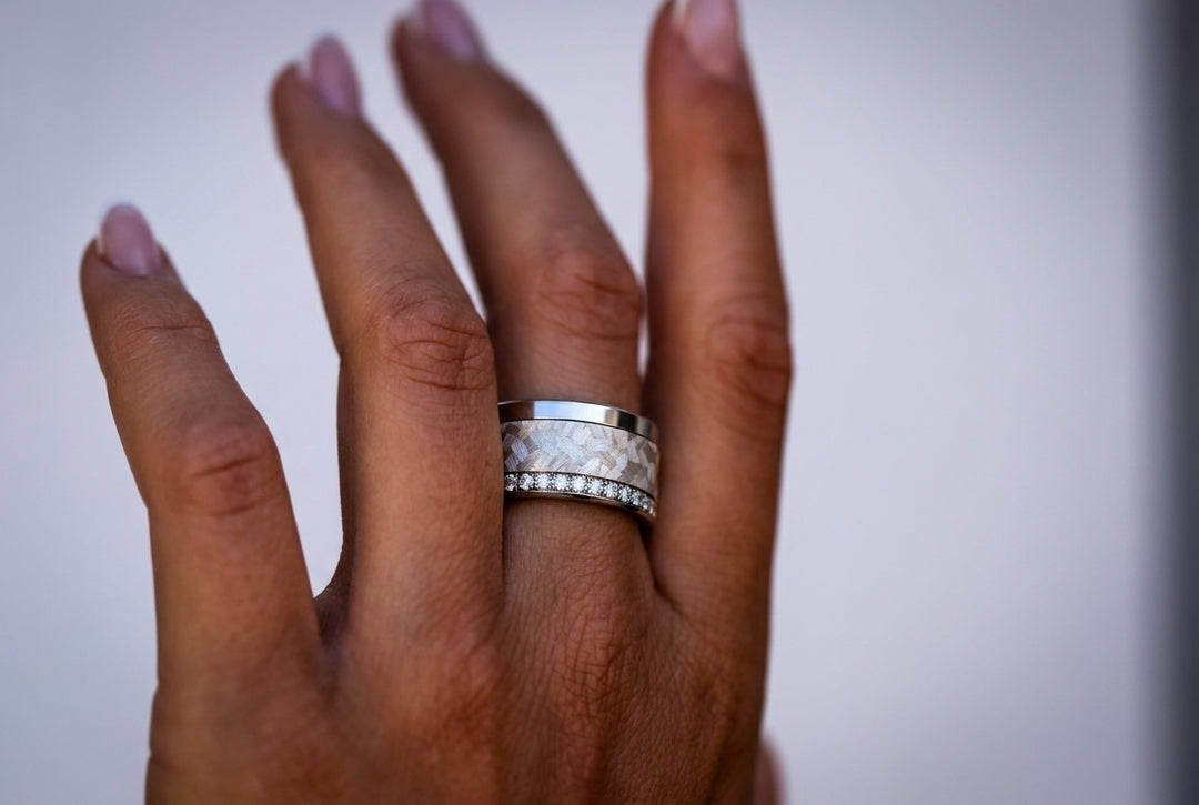 🩶 Anneau (addon) en acier paillettes pour bague mood interchangeable
