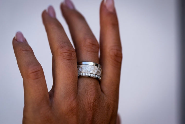 🩶 Anneau (addon) en acier paillettes pour bague mood interchangeable