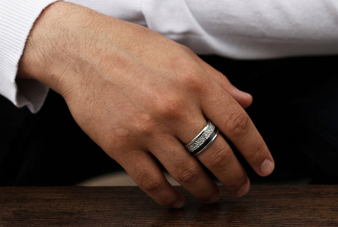 Anneau (deux tiers) en argent 925 « Rock » pour bague mood interchangeable