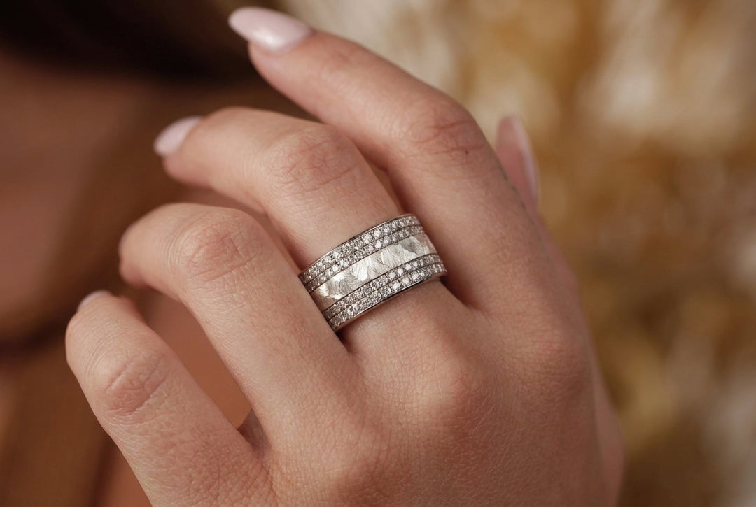 Anneau (deux tiers) en argent 925 « Paillettes » pour bague mood interchangeable