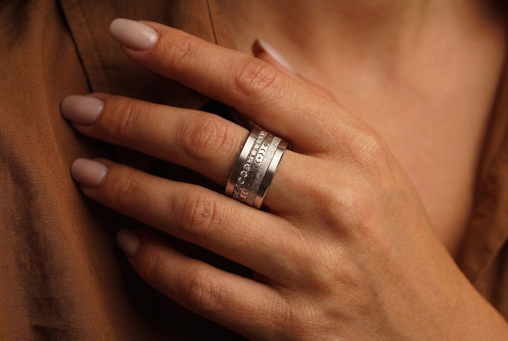 Anneau (medium) en argent 925 « Brossé » pour bague mood interchangeable