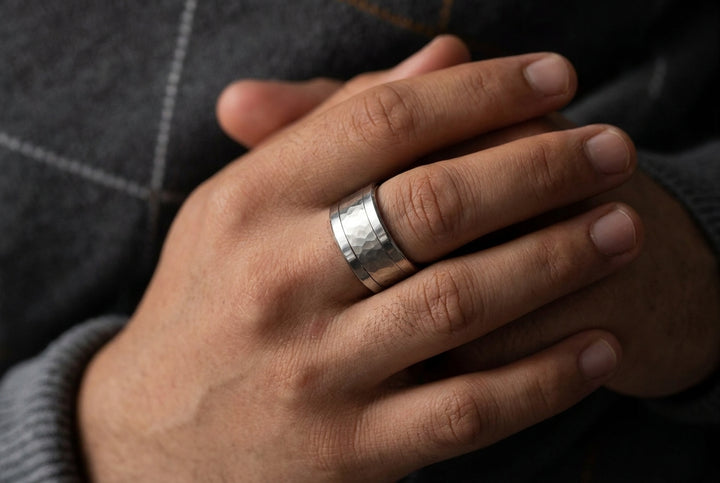 Anneau (addon) en argent 925 « Martelé » pour bague mood interchangeable