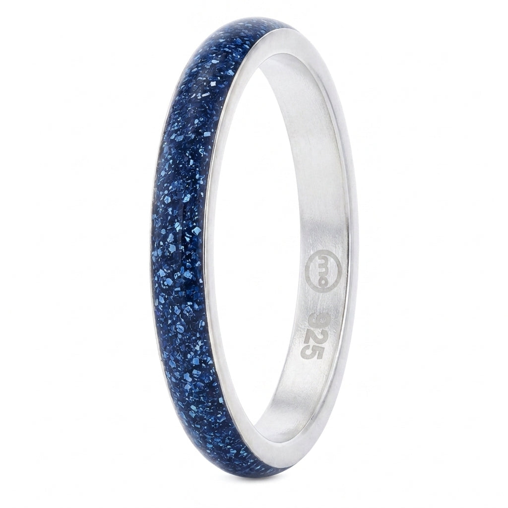 🌌 Anneau (medium) « Éternité Astrale Bleu Stellaire » en émail