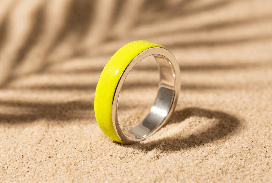 Anneau (deux tiers) "Neon Lime" en argent pour bague mood interchangeable