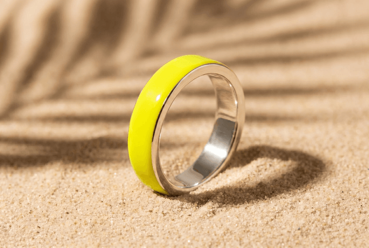 Anneau (deux tiers) "Neon Lime" en argent pour bague mood interchangeable