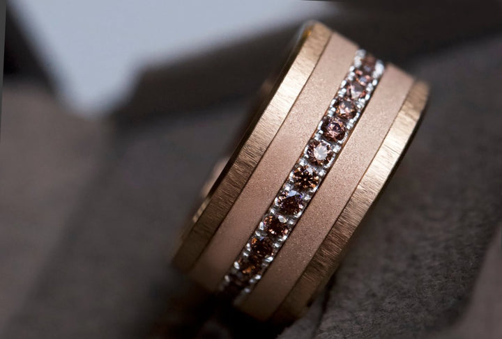 💍 Inner ring (medium addon) "Aura Amber" Aura in 925 silver set with brown zircons