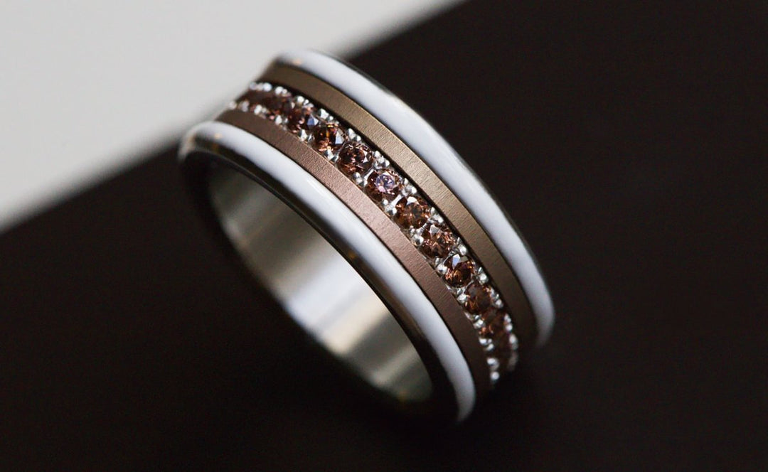 💍 Inner ring (medium addon) "Aura Amber" Aura in 925 silver set with brown zircons