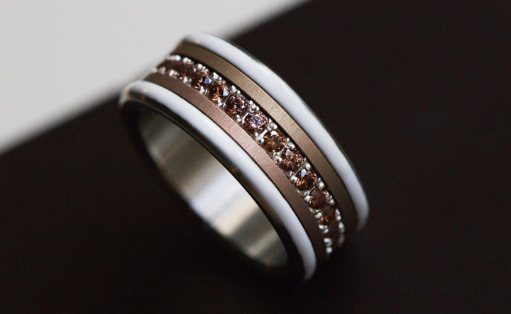 💍 Inner ring (medium addon) "Aura Amber" Aura in 925 silver set with brown zircons