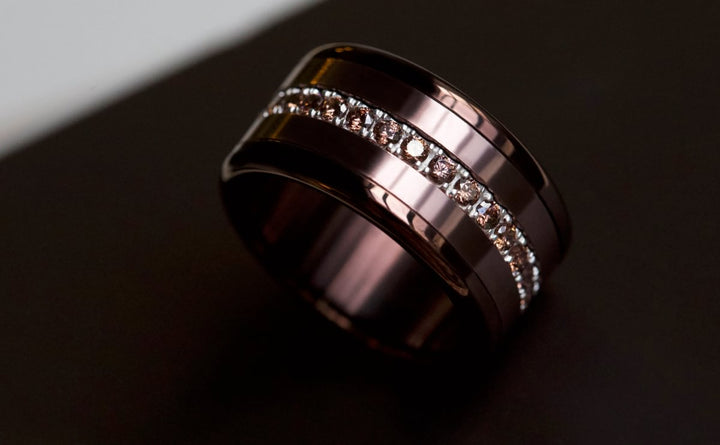 💍 Inner ring (medium addon) "Aura Amber" Aura in 925 silver set with brown zircons