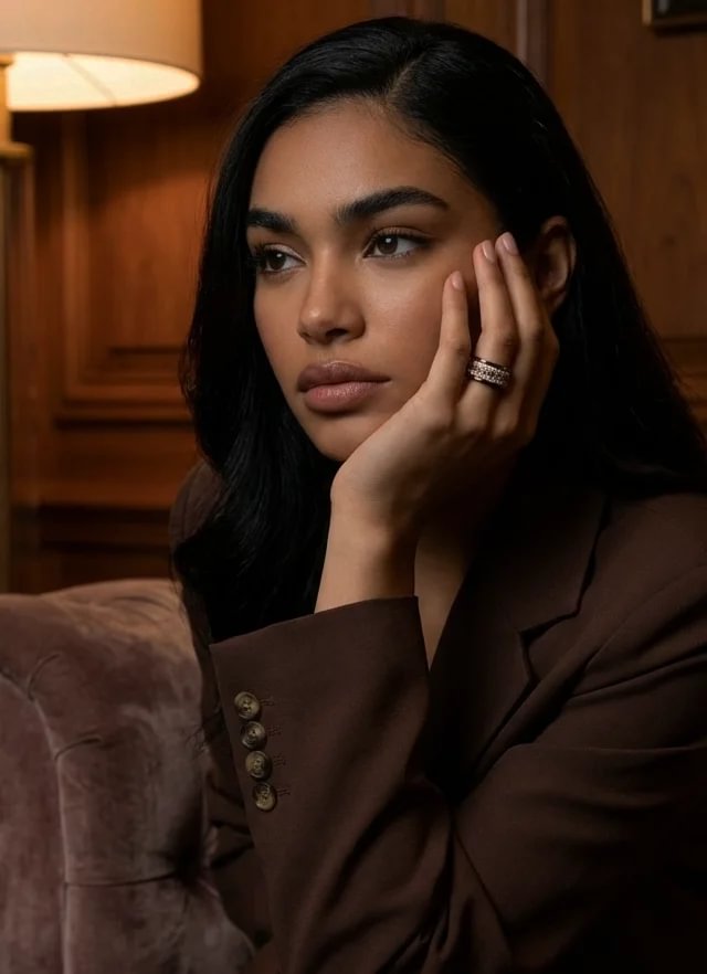 💍 Inner ring (medium addon) "Aura Amber" Aura in 925 silver set with brown zircons