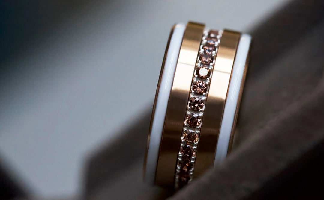 💍 Inner ring (medium addon) "Aura Amber" Aura in 925 silver set with brown zircons